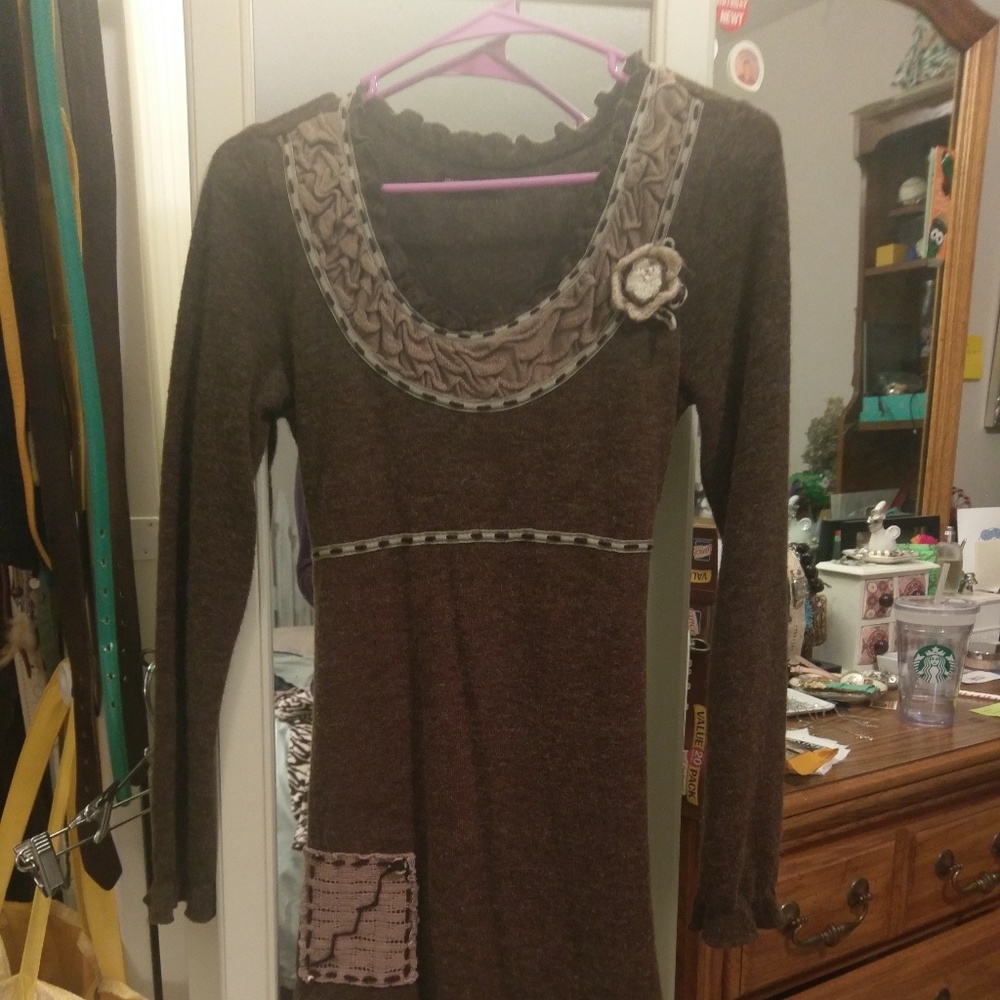Brown Sweater Dress, Wool blend